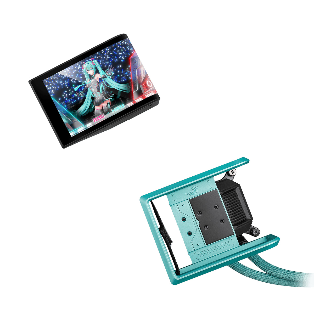 ASUS ROG RYUO IV 360 ARGB Hatsune Miku Edition Prozessor All-in-One-Flüssigkeitskühler 12 cm Schwarz, Türkis
