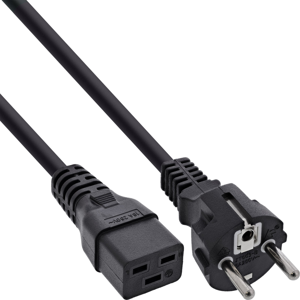InLine Netzkabel 16A, Schutzkontakt gerade / Kaltgerätestecker IEC320/C19, 2m