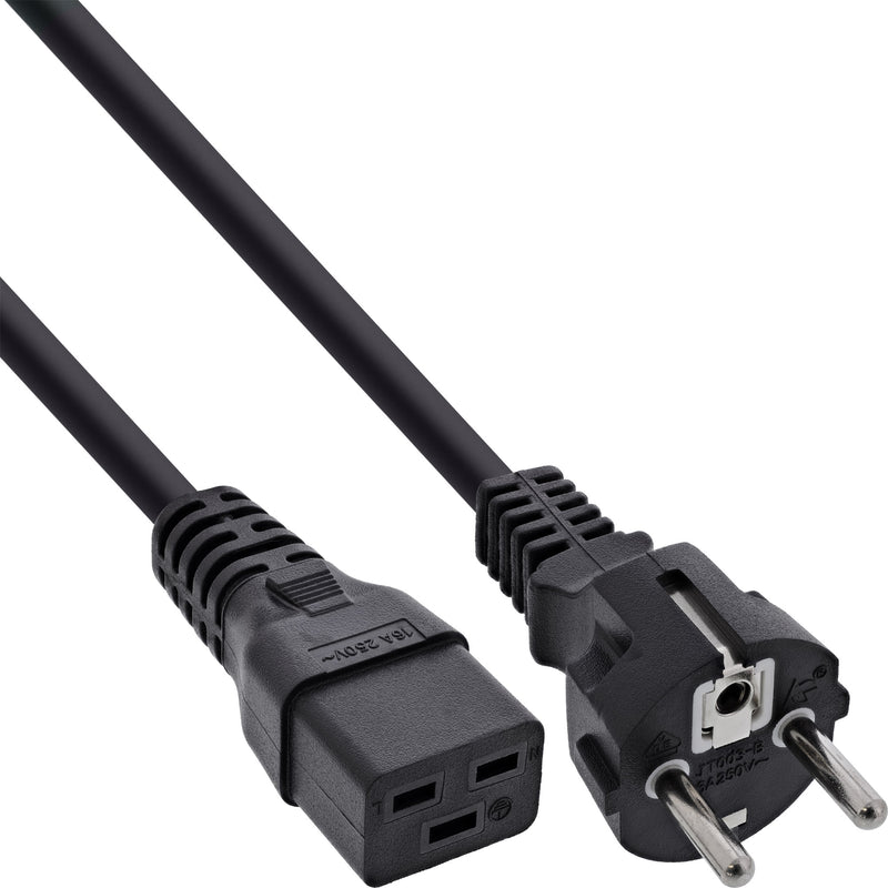 InLine Netzkabel 16A, Schutzkontakt gerade / Kaltgerätestecker IEC320/C19, 2m