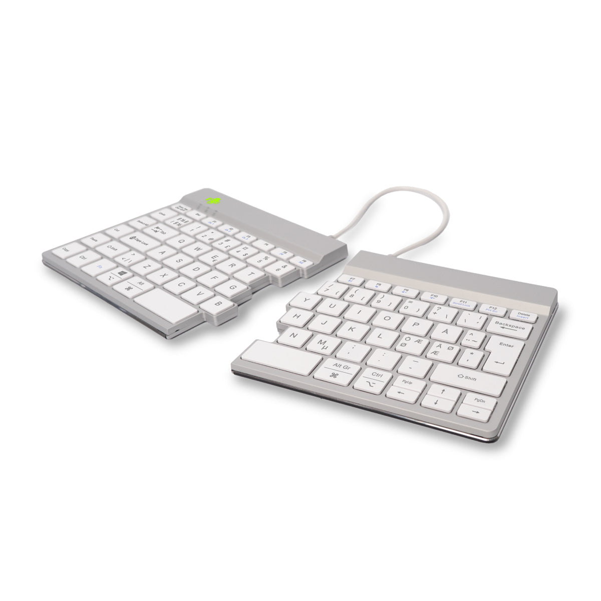 R-Go Tools Ergonomische Tastatur R-Go Split Break mit Pausensoftware, geteilte Tastatur, QWERTY (NORDIC), kabellos, weiß