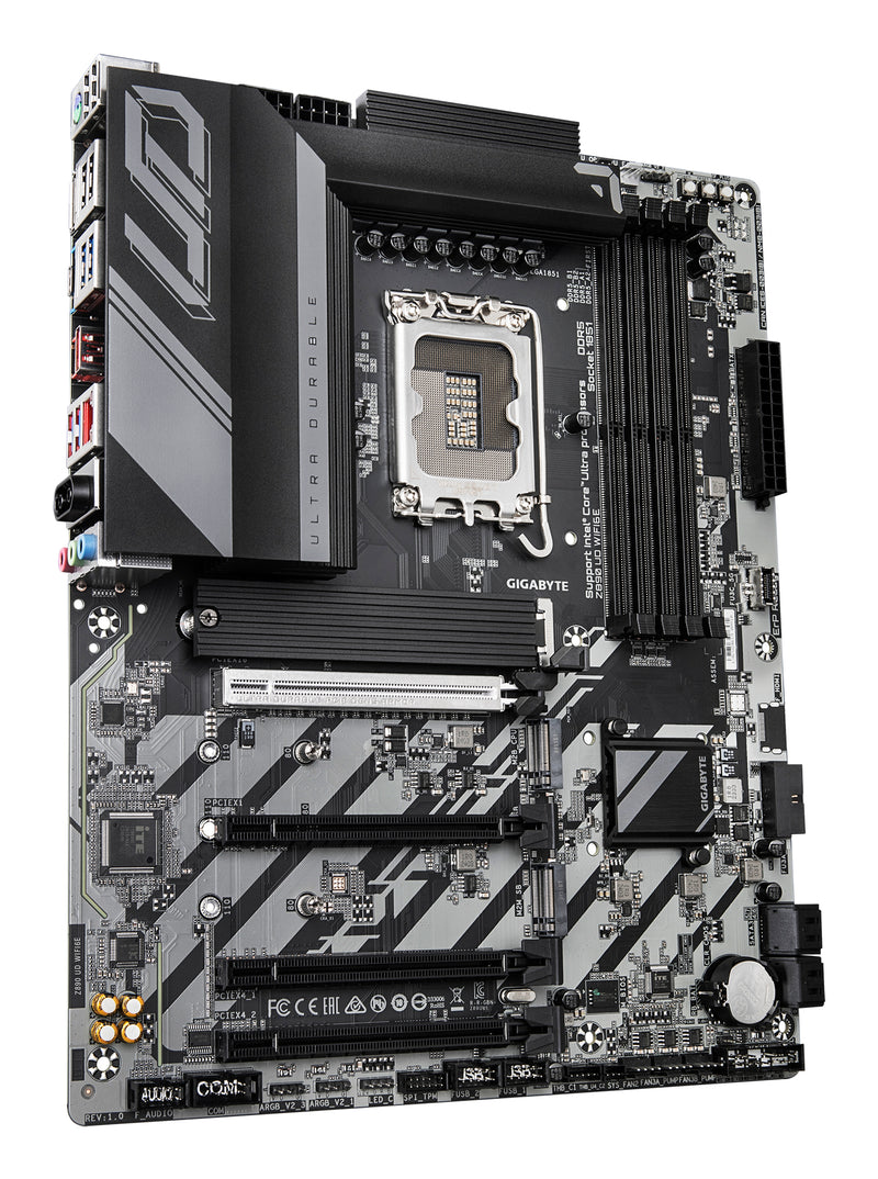 GIGABYTE Z890 UD WIFI6E Mainboard - Unterstützt Intel Core Ultra (Serie 2) CPUs, 12+1+2 Phasen VRM, bis zu 8800MHz DDR5 (OC), 1xPCIe 5.0 + 2xPCIe 4.0, Wi-Fi 6E, 2.5GbE LAN, USB 4
