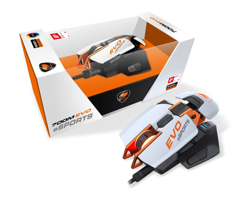 COUGAR Gaming Maus 700M EVO eSports, Kabelgebunden, Weiß/Schwarz