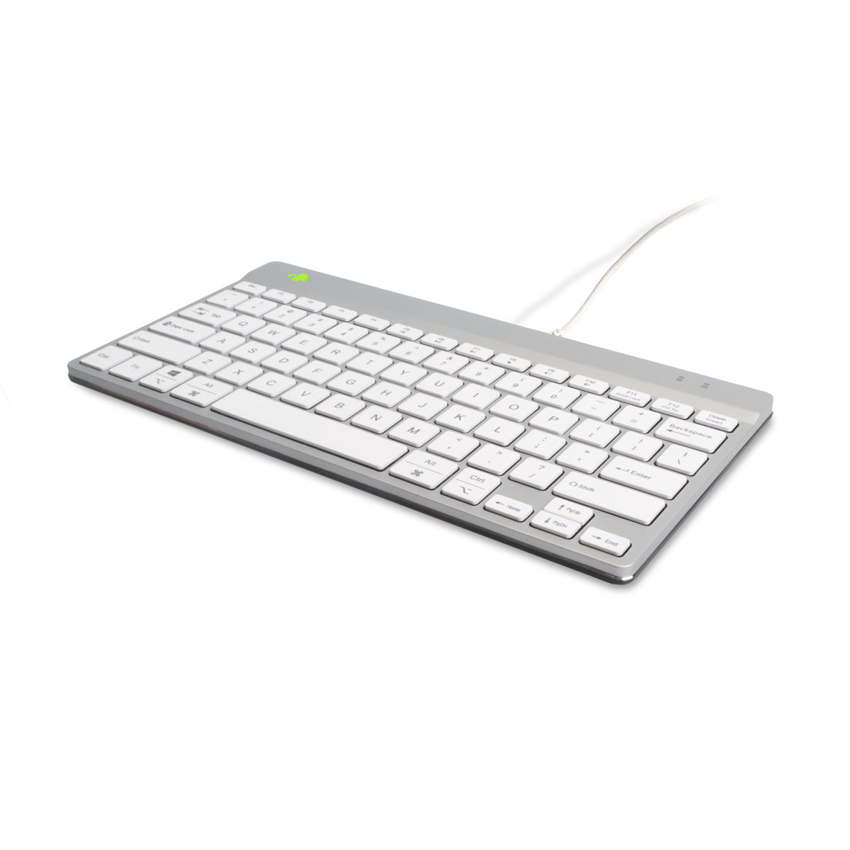 R-Go Tools Ergonomische Tastatur R-Go Compact Break, kompakte Tastatur mit Pausensoftware, QWERTY (US), Kabelgebunden, Weiß