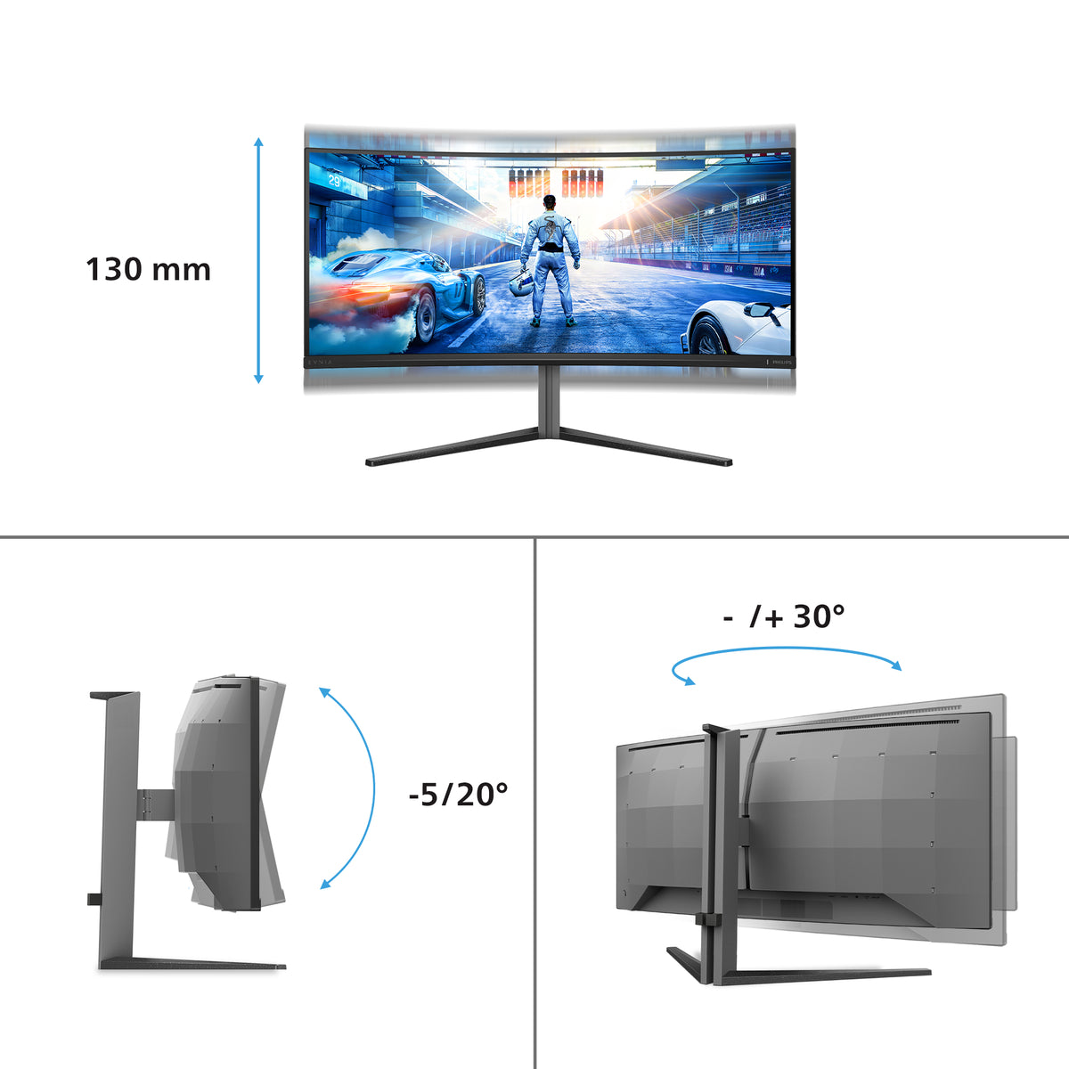 Philips Evnia 6000 34M2C6500/00 Computerbildschirm 86,4 cm (34") 3440 x 1440 Pixel Wide Quad HD QD-OLED Grau