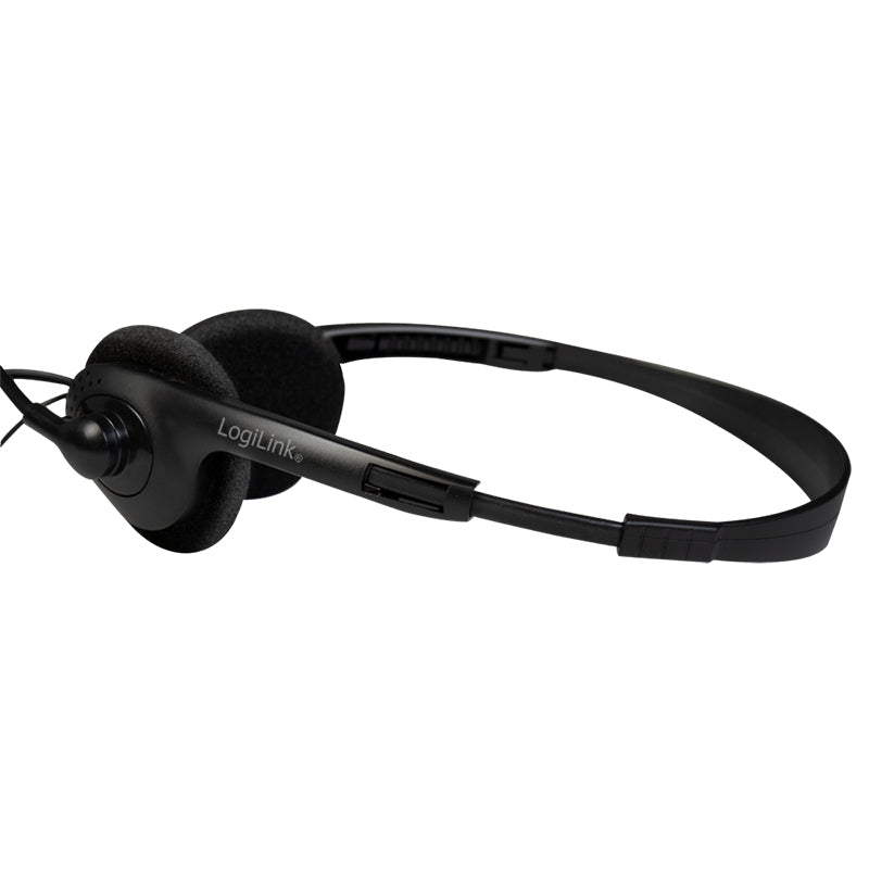 LogiLink Stereo-Headset, 1x 3,5-mm-Klinkenstecker, Bügelmikrofon, Eco-Box