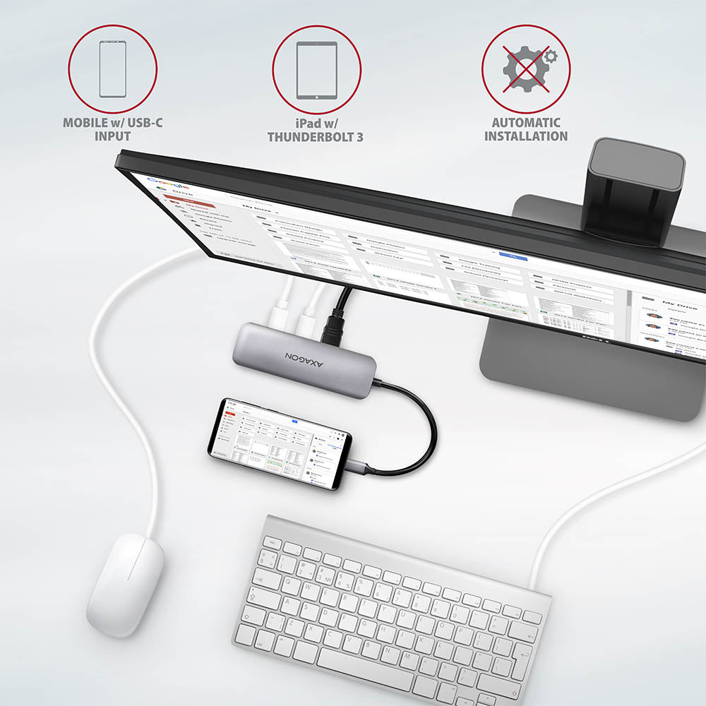 Axagon HMC-5 USB 3.2 Gen 1 hub, 2x USB-A, HDMI, SD/microSD, PD 100W
