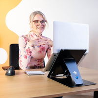 R-Go Tools Laptopständer R-Go Riser Duo, Tablet- und Laptop-Ständer in 1, ergonomisch faltbarer und einstellbarer Ständer, schwarz