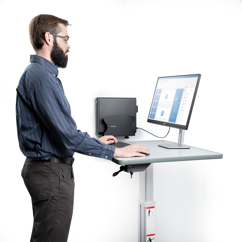 StarTech.com PC-Wandhalterung, für Computer bis zu 18 kg, werkzeuglos Verstellbare Breite (50 bis 200 mm), PC Wandmontage für Mini PC/Tower, Computer Wand-/Schreibtischhalterung