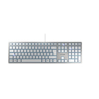 CHERRY KC 6000 Slim Tastatur Universal USB AZERTY Belgisch Silber, Weiß