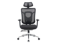 Equip 651054 Ergonomischer Bürostuhl, Nylon-Netzgewebe, 4D-Kopfstütze, 3D-Armlehnen, Synchronmechanik, Schwarz