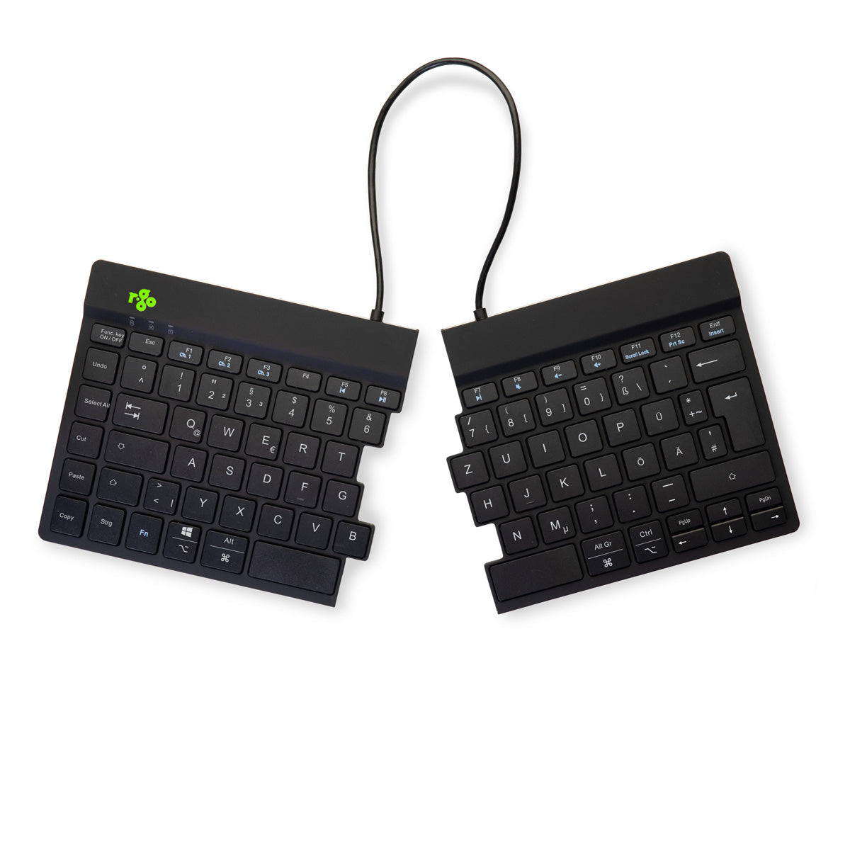 R-Go Tools Ergonomische Tastatur R-Go Split Break mit Pausensoftware, geteilte Tastatur, QWERTZ (DE), kabellos, schwarz