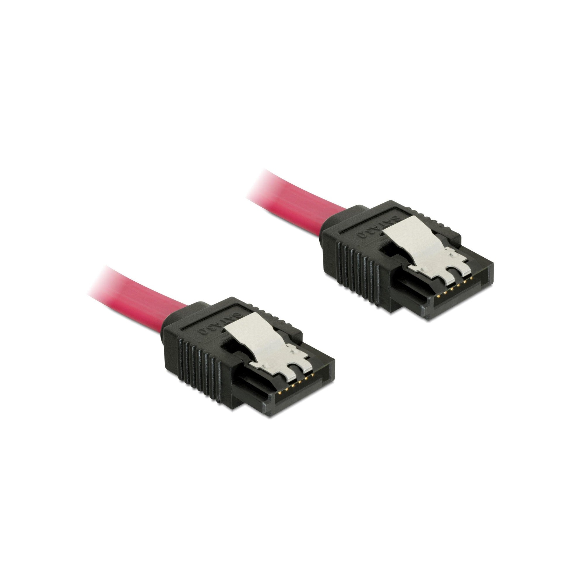 Delock SATA-3 Kabel: 50cm,Metall Clip, rot