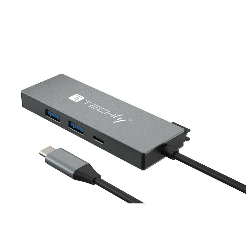 Techly IUSB32C-HUB4HPD laptop-dockingstation & portreplikator Kabelgebunden USB 3.2 Gen 2 (3.1 Gen 2) Type-C Grau