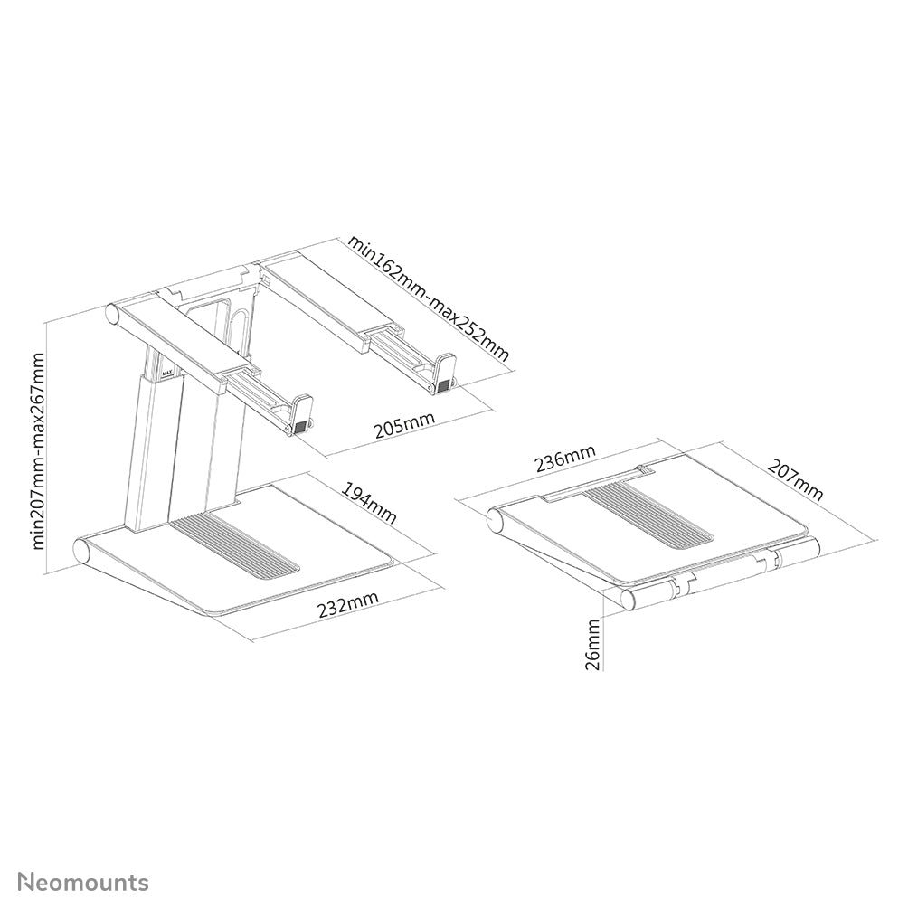 Neomounts NSLS200 Laptop-Halterung 10-17" - höhenverstellbar - faltbar - kompakt - universal