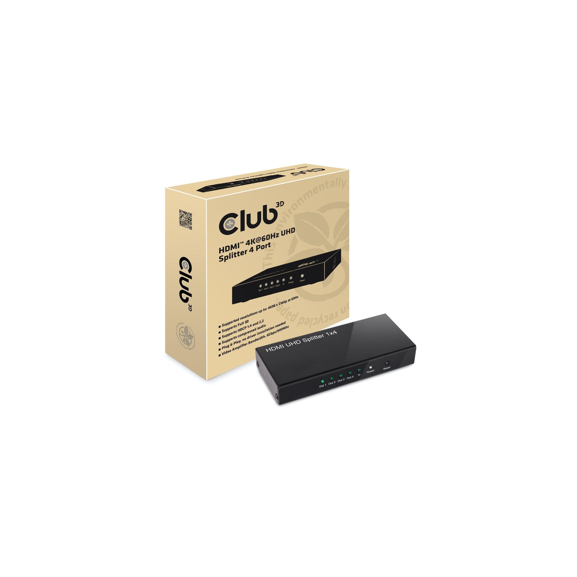 Club 3D, HDMI 2.0 UHD Splitter 4 Port