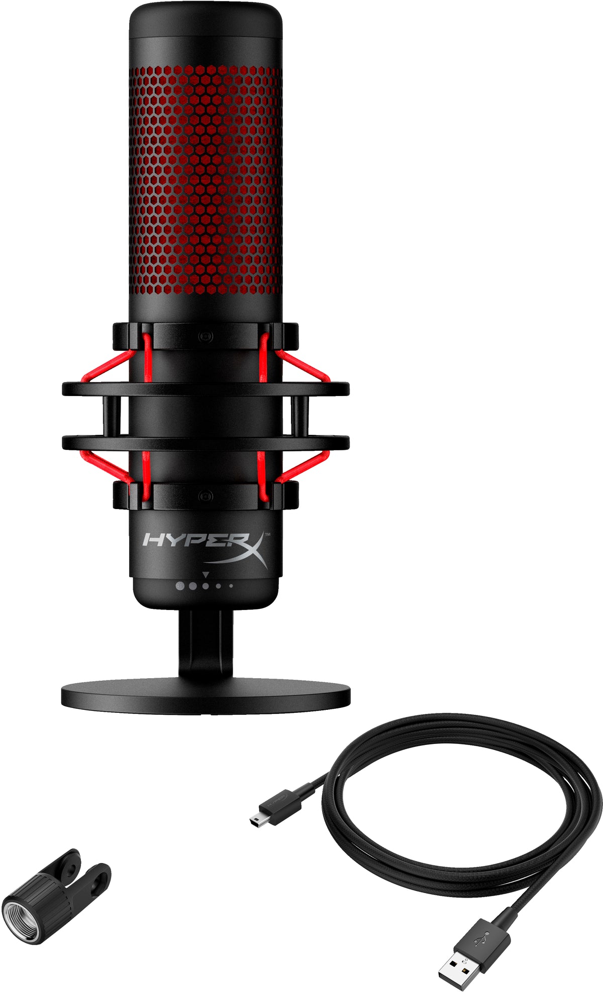 HyperX QuadCast - USB Microphone (Black-Red) - Red Lighting Rot PC-Mikrofon