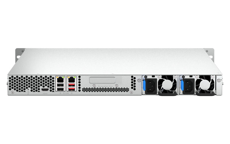 QNAP TS-464U-RP NAS Rack (1U) Intel® Celeron® N5095 8 GB DDR4 0 TB QNAP Turbo System Aluminium, Schwarz