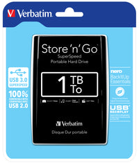 Verbatim Portables Festplattenlaufwerk Store 'n' Go USB 3.0, 1 TB, Schwarz