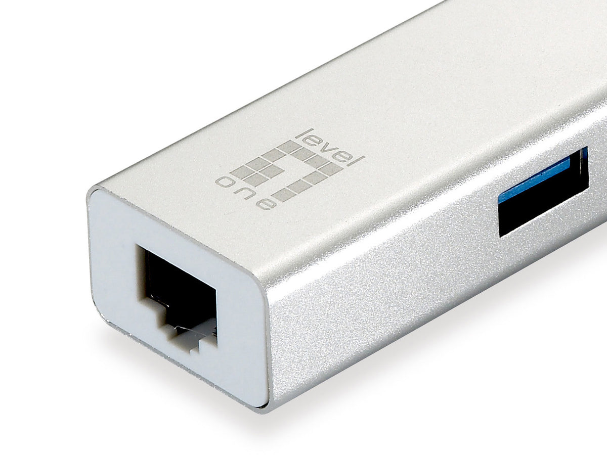 LevelOne USB-0503 Gigabit USB Netzwerkadapter mit USB Hub