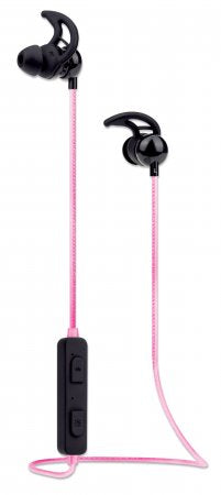 Manhattan Sound Science In-Ear Bluetooth-Sportheadset mit Leuchteffekt, Wasserfest, in-Ear-Design, omnidirektionales Mikrofon, integrierte Bedienelemente, integriertes, buntes LED-Licht