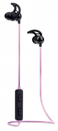 Manhattan Sound Science In-Ear Bluetooth-Sportheadset mit Leuchteffekt, Wasserfest, in-Ear-Design, omnidirektionales Mikrofon, integrierte Bedienelemente, integriertes, buntes LED-Licht