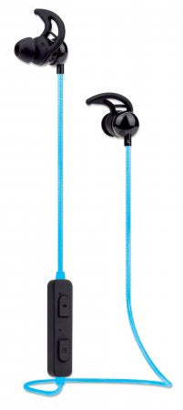 Manhattan Sound Science In-Ear Bluetooth-Sportheadset mit Leuchteffekt, Wasserfest, in-Ear-Design, omnidirektionales Mikrofon, integrierte Bedienelemente, integriertes, buntes LED-Licht