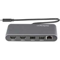 StarTech.com Dual-Monitor Thunderbolt Mini-Dock, 4K 60Hz HDMI, treiberloser Hub für Windows und Mac, Gigabit-Ethernet, 1x USB 5Gbps, 1x USB 2.0, 28cm Kabel