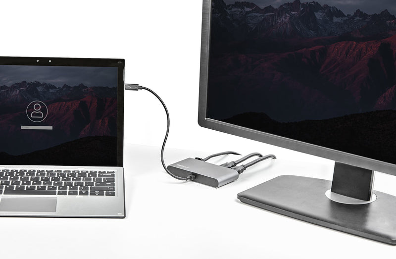 StarTech.com Dual-Monitor Thunderbolt Mini-Dock, 4K 60Hz HDMI, treiberloser Hub für Windows und Mac, Gigabit-Ethernet, 1x USB 5Gbps, 1x USB 2.0, 28cm Kabel