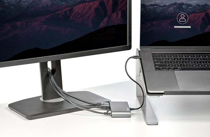 StarTech.com Dual-Monitor Thunderbolt Mini-Dock, 4K 60Hz HDMI, treiberloser Hub für Windows und Mac, Gigabit-Ethernet, 1x USB 5Gbps, 1x USB 2.0, 28cm Kabel