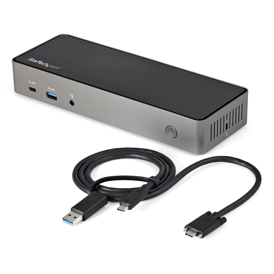 Station d'accueil USB-C et USB-A StarTech.com - Station d'accueil universelle hybride pour ordinateur portable à trois moniteurs DisplayPort et HDMI 4K 60 Hz - 85 W PD, concentrateur 6 ports USB, GbE, audio - USB 3.1 Gen 2 10 Gbit/s