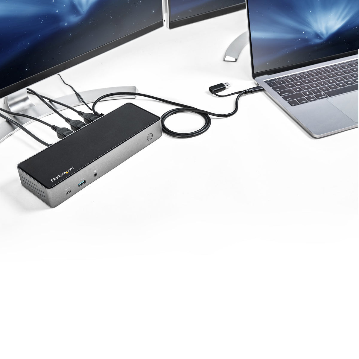 StarTech.com USB-C USB-A Dock - Hybrid Universal Triple Monitor Laptop Docking Station DisplayPort & HDMI 4K 60 Hz - 85W PD, 6x USB-Hub, GbE, Audio - USB 3.1 Gen 2 10 Gbit/s