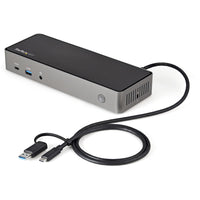StarTech.com USB-C USB-A Dock - Hybrid Universal Triple Monitor Laptop Docking Station DisplayPort & HDMI 4K 60 Hz - 85W PD, 6x USB-Hub, GbE, Audio - USB 3.1 Gen 2 10 Gbit/s