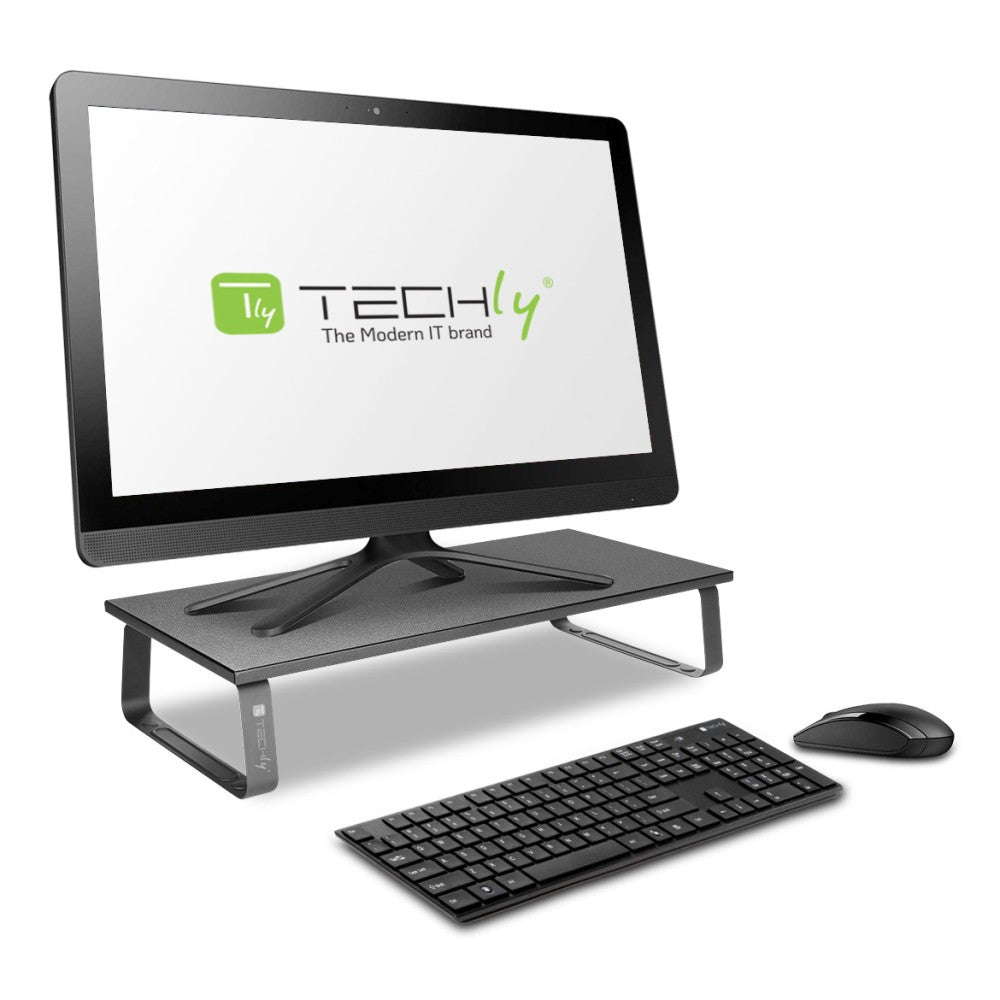 Techly ICA-MS 600TY Flachbildschirm-Tischhalterung Tisch/Bank Schwarz