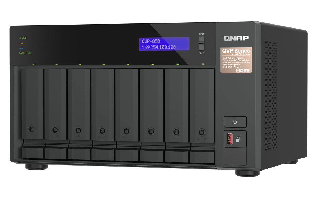 QNAP QVP-85B NAS & Speicherserver Tower Intel® Core™ i5 32 GB DDR4 0 TB QVR Pro Schwarz
