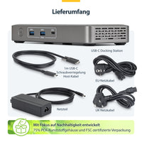 StarTech.com USB4 Dockingstation, treiberloser Dual 4K 144Hz für Mac und Windows, Universelles USB-C Dock mit DisplayPort, 100W PD und 2,5GbE