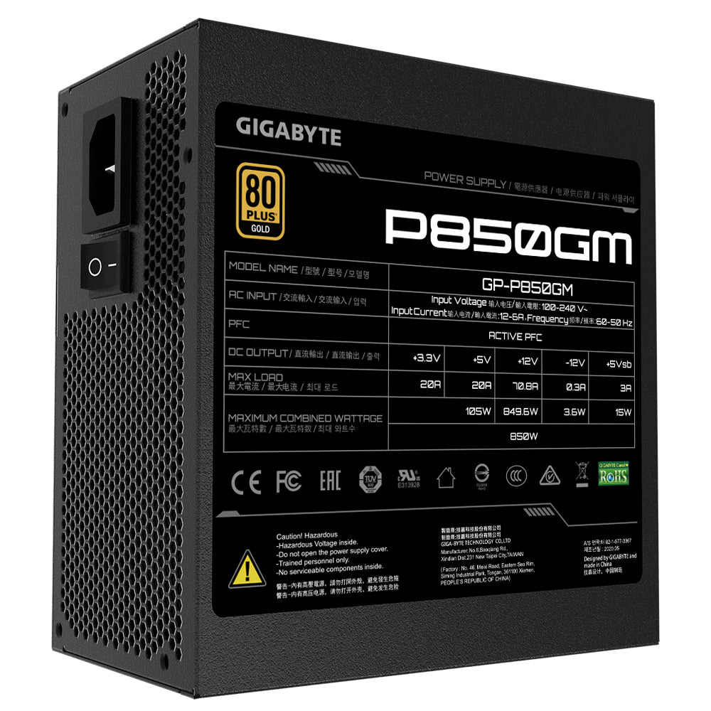 GIGABYTE P850GM Netzteil 850 W 20+4 pin ATX ATX Schwarz