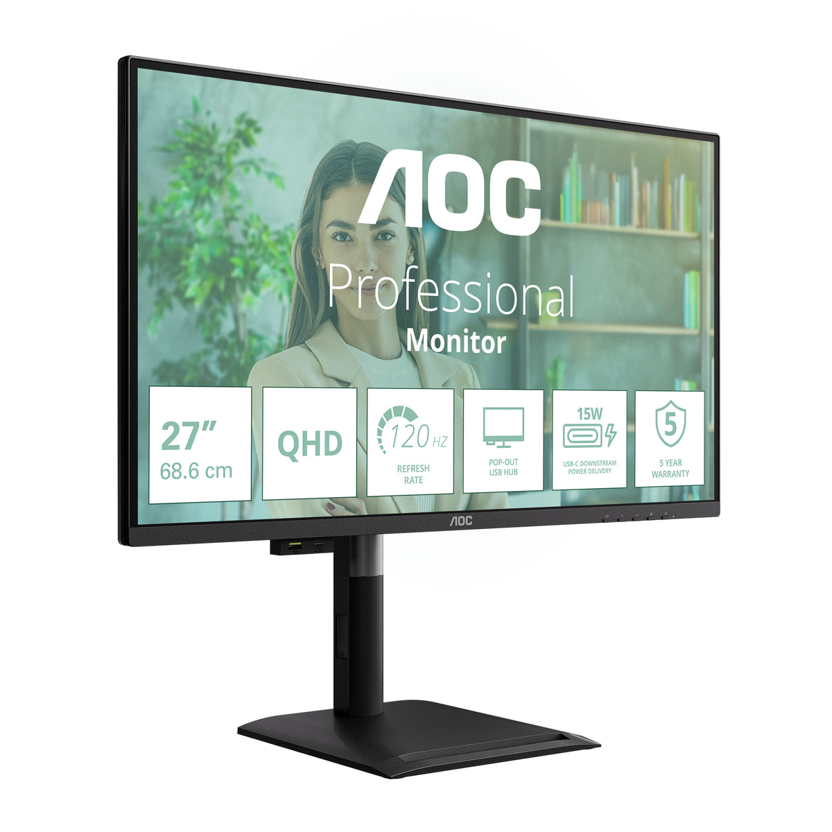 AOC Q27P4U Computerbildschirm 68,6 cm (27") 2560 x 1440 Pixel Wide Quad HD Schwarz