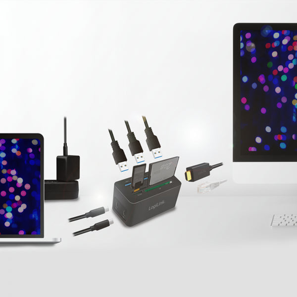 LogiLink UA0370 laptop-dockingstation & portreplikator Kabelgebunden USB 3.2 Gen 1 (3.1 Gen 1) Type-C Schwarz