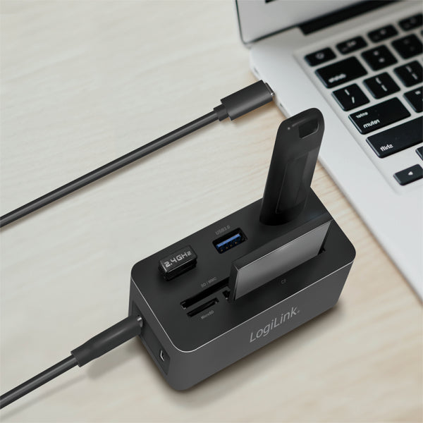 LogiLink UA0370 laptop-dockingstation & portreplikator Kabelgebunden USB 3.2 Gen 1 (3.1 Gen 1) Type-C Schwarz