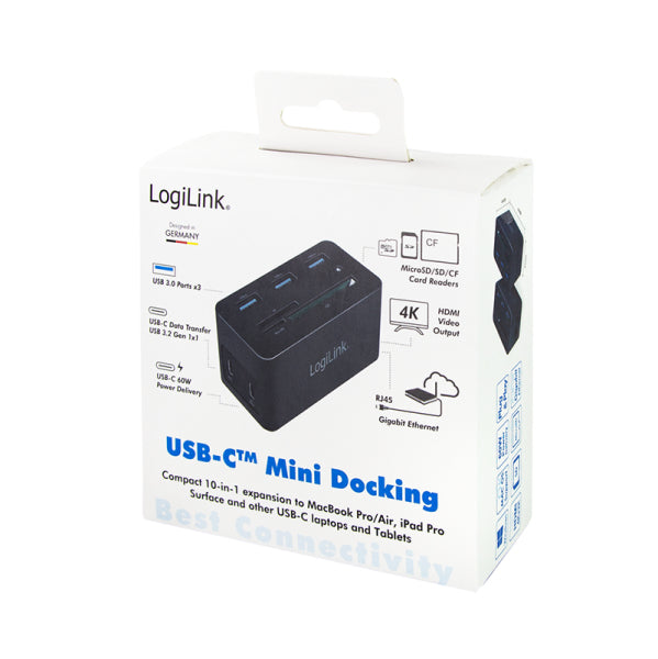 LogiLink UA0370 laptop-dockingstation & portreplikator Kabelgebunden USB 3.2 Gen 1 (3.1 Gen 1) Type-C Schwarz