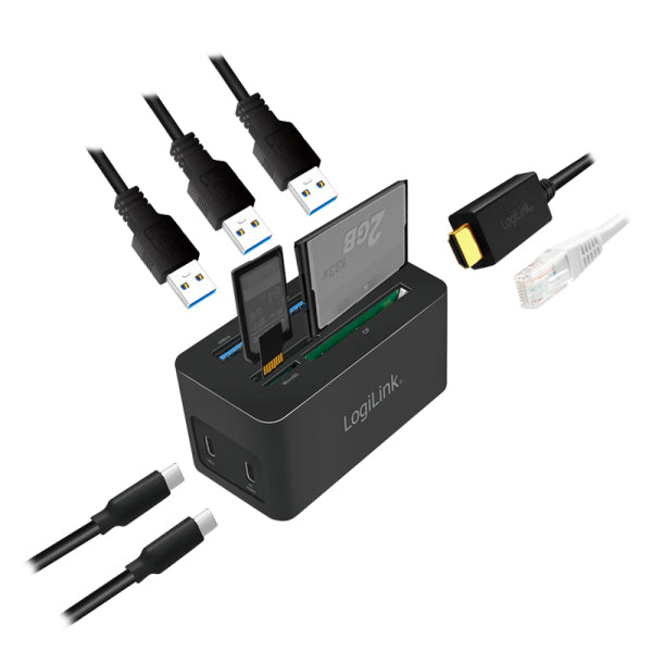 LogiLink UA0370 laptop-dockingstation & portreplikator Kabelgebunden USB 3.2 Gen 1 (3.1 Gen 1) Type-C Schwarz