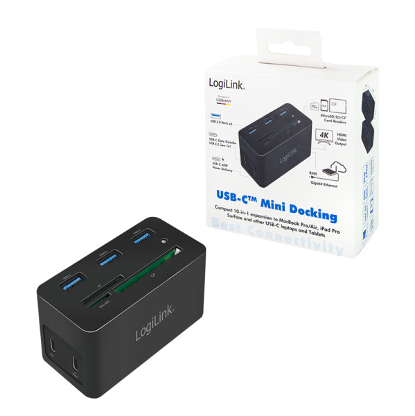 LogiLink UA0370 laptop-dockingstation & portreplikator Kabelgebunden USB 3.2 Gen 1 (3.1 Gen 1) Type-C Schwarz
