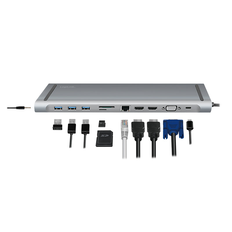 LogiLink UA0373 laptop-dockingstation & portreplikator Kabelgebunden USB 3.2 Gen 1 (3.1 Gen 1) Type-C Aluminium