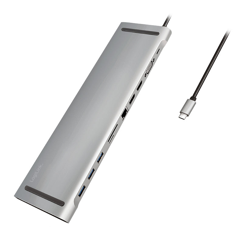 LogiLink UA0373 laptop-dockingstation & portreplikator Kabelgebunden USB 3.2 Gen 1 (3.1 Gen 1) Type-C Aluminium