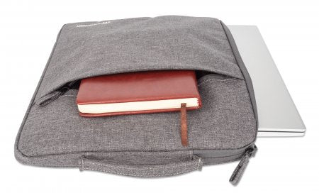 Manhattan Seattle Notebook Sleeve 15,6", Schutzhülle für Notebooks bis zu 15,6", Top Load, Premiumpolsterung, wasserfest, ein Innenfach, ein Frontfach, anthrazit