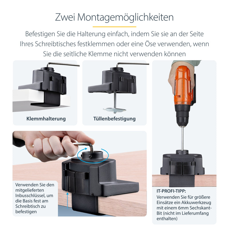 StarTech.com Schreibtisch-Monitorarm mit 2x USB 3.0-Anschlüssen - Monitorhalterung mit Kabelmanagement für bis zu 34 "VESA-Display - Ergonomischer Gelenkarm - Schreibtischklemme/Tülle