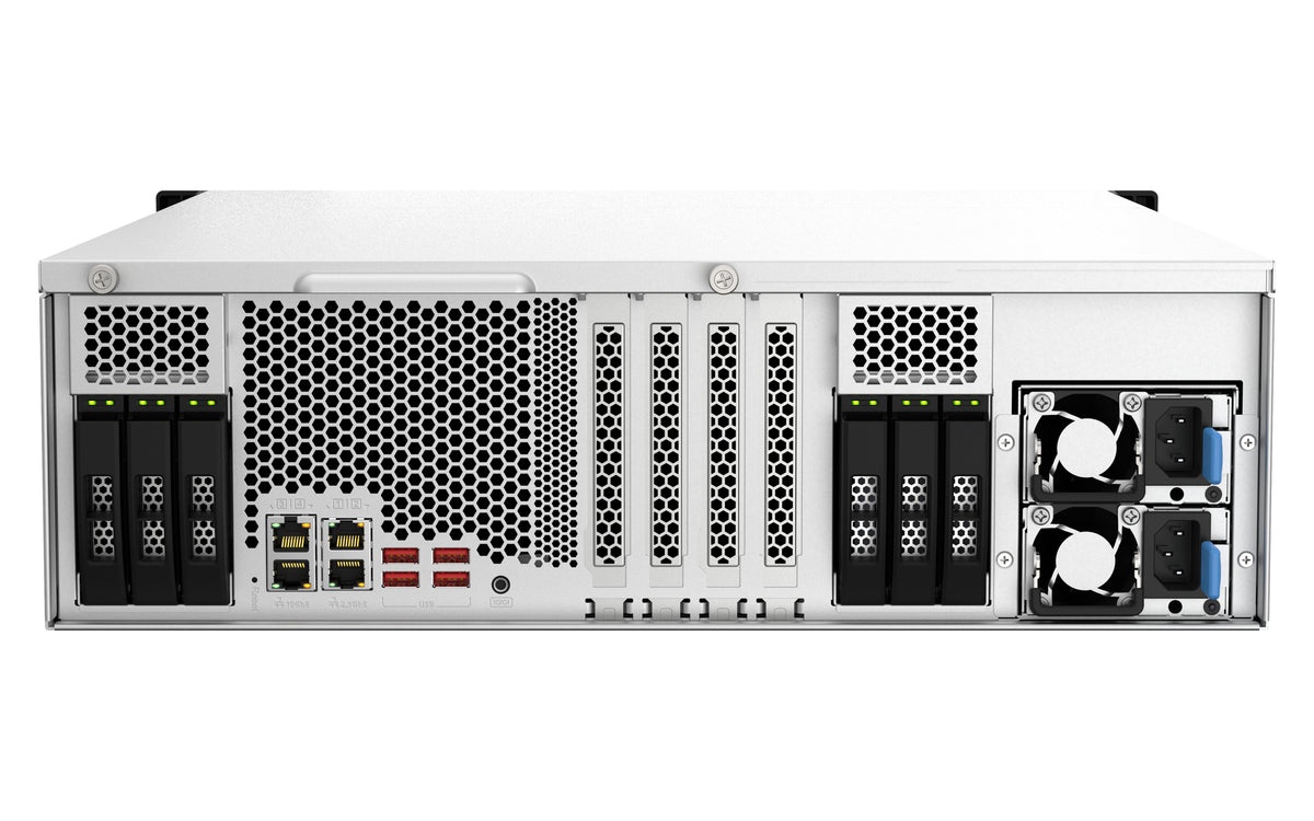 QNAP TS-h2287XU-RP NAS Rack (3U) Intel Xeon E E-2336 32 GB DDR4 0 TB QuTS hero Schwarz, Weiß