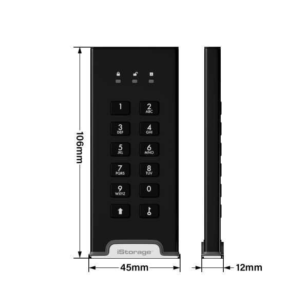 iStorage diskAshur M2 PIN 500 GB USB Type-A / USB Type-C 3.2 Gen 1 (3.1 Gen 1) Schwarz