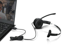Lenovo 100 Mono Kopfhörer Kabelgebunden Kopfband Büro/Callcenter USB Typ-A Schwarz