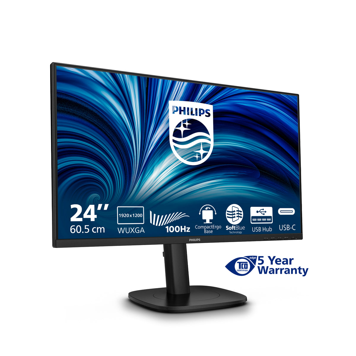 Philips 3000 series 24B2N3200D/00 Computerbildschirm 61,2 cm (24.1") 1920 x 1200 Pixel WUXGA LCD Schwarz